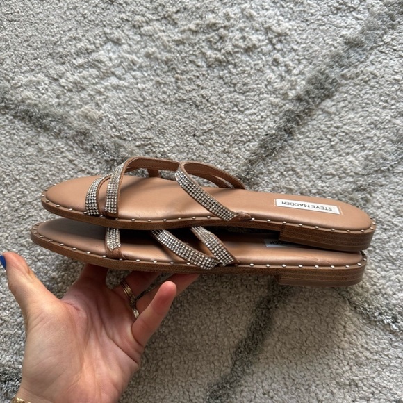 Steve Madden sandals LOOMI embellished Slip On 3 strap Rhinestone Studded 10 - Picture 14 of 15